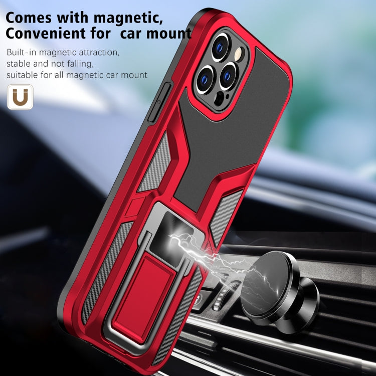 For iPhone 12 Pro Armor 2 in 1 PC + TPU Magnetic Shockproof Case with Foldable Holder