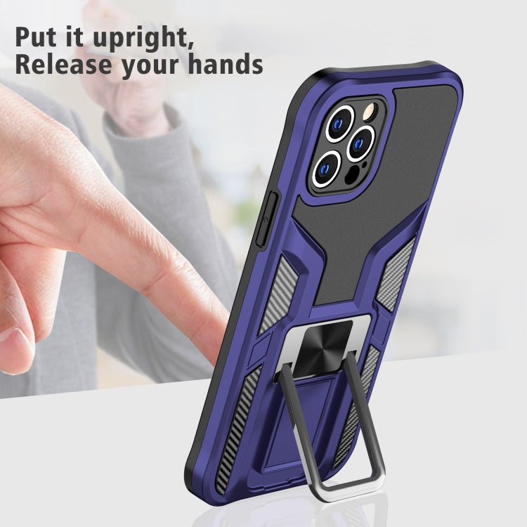 For iPhone 12 Pro Armor 2 in 1 PC + TPU Magnetic Shockproof Case with Foldable Holder