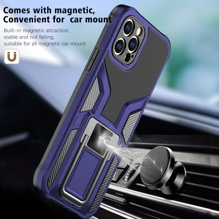 For iPhone 12 Pro Armor 2 in 1 PC + TPU Magnetic Shockproof Case with Foldable Holder