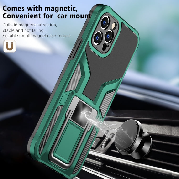 For iPhone 12 Pro Armor 2 in 1 PC + TPU Magnetic Shockproof Case with Foldable Holder