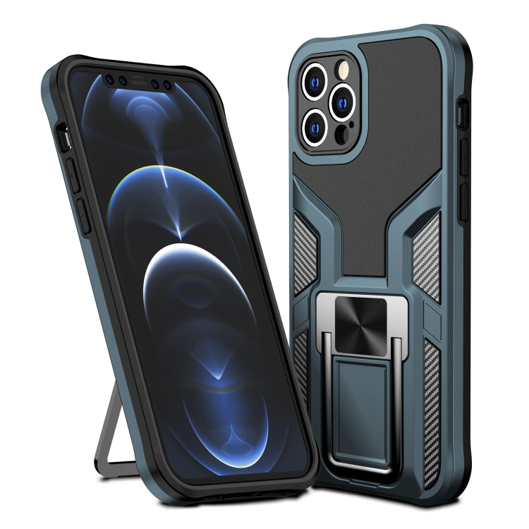 For iPhone 12 Pro Armor 2 in 1 PC + TPU Magnetic Shockproof Case with Foldable Holder
