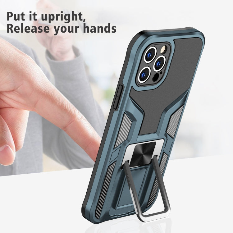 For iPhone 12 Pro Armor 2 in 1 PC + TPU Magnetic Shockproof Case with Foldable Holder