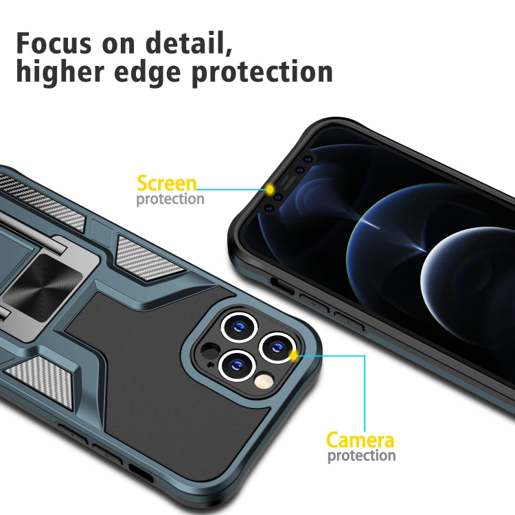 For iPhone 12 Pro Armor 2 in 1 PC + TPU Magnetic Shockproof Case with Foldable Holder