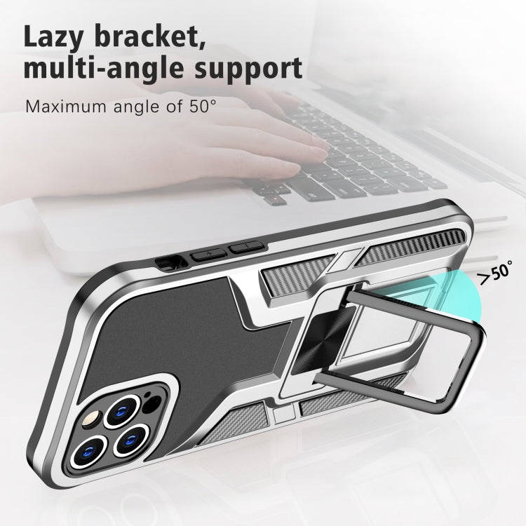 For iPhone 12 Pro Armor 2 in 1 PC + TPU Magnetic Shockproof Case with Foldable Holder