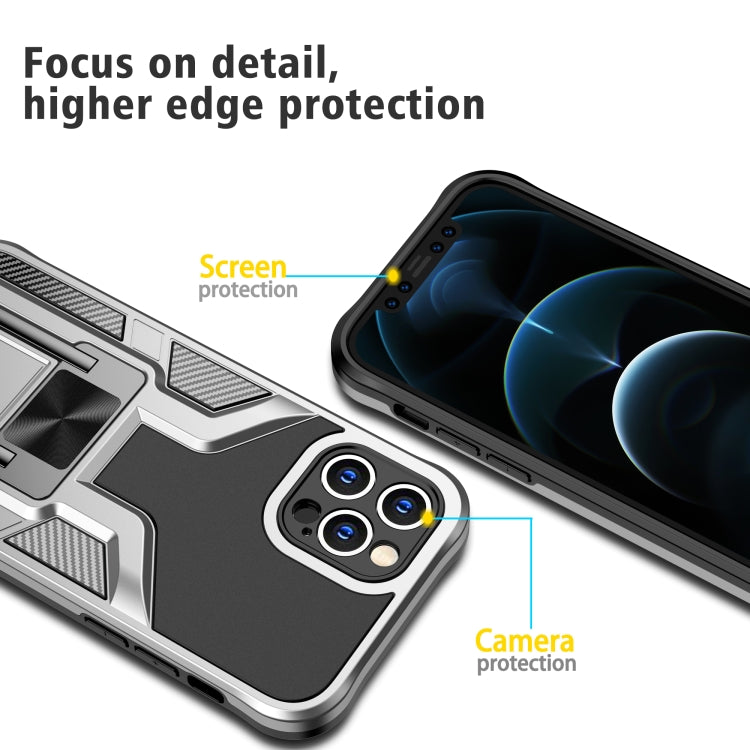 For iPhone 12 Pro Armor 2 in 1 PC + TPU Magnetic Shockproof Case with Foldable Holder