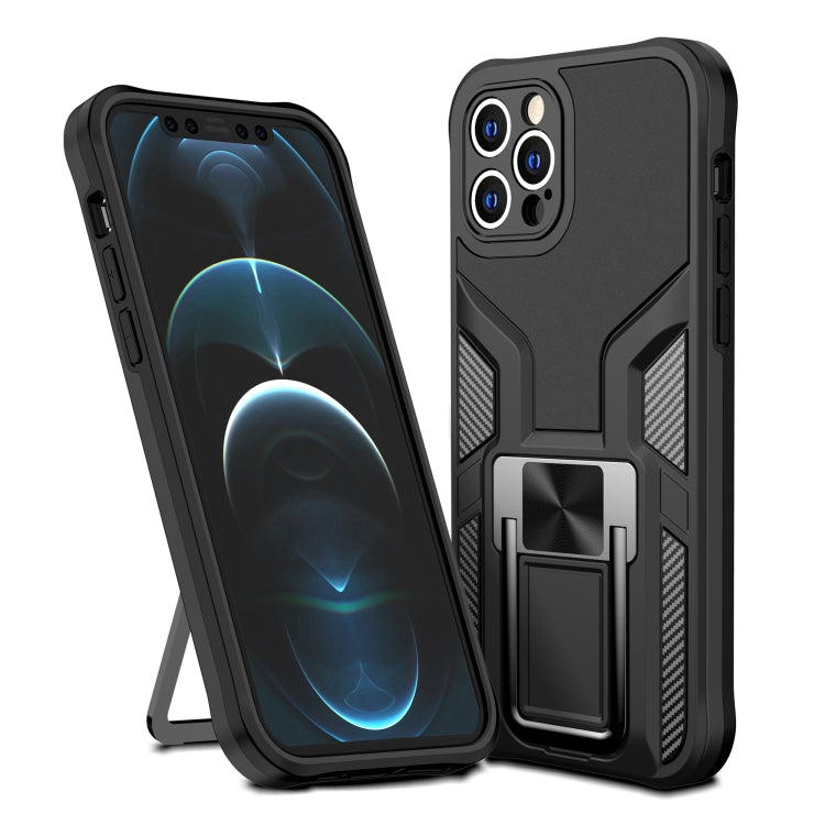 For iPhone 12 Pro Max Armor 2 in 1 PC + TPU Magnetic Shockproof Case with Foldable Holder