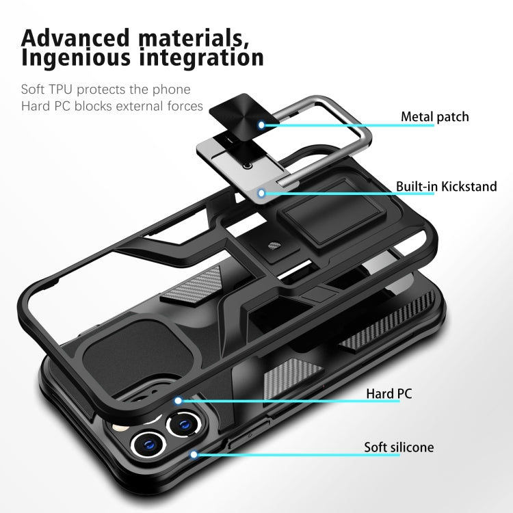 For iPhone 12 Pro Max Armor 2 in 1 PC + TPU Magnetic Shockproof Case with Foldable Holder