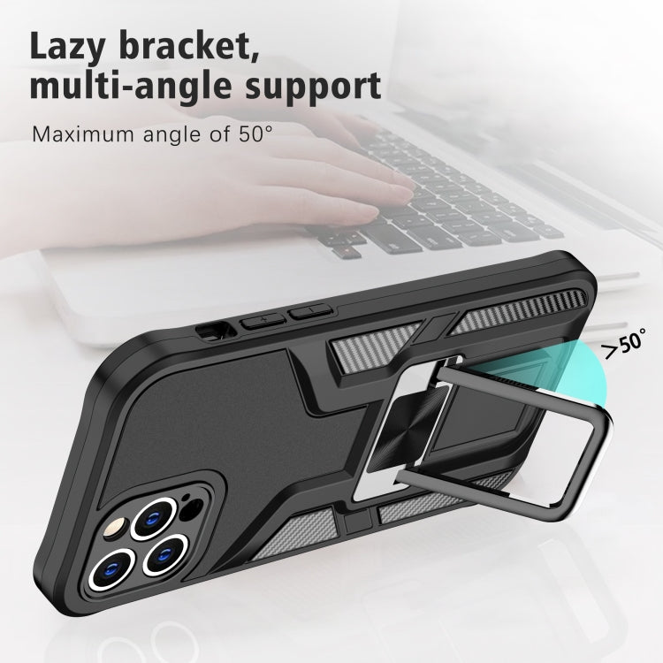 For iPhone 12 Pro Max Armor 2 in 1 PC + TPU Magnetic Shockproof Case with Foldable Holder