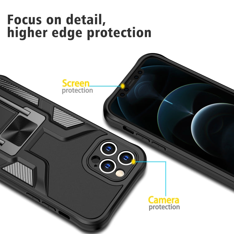 For iPhone 12 Pro Max Armor 2 in 1 PC + TPU Magnetic Shockproof Case with Foldable Holder