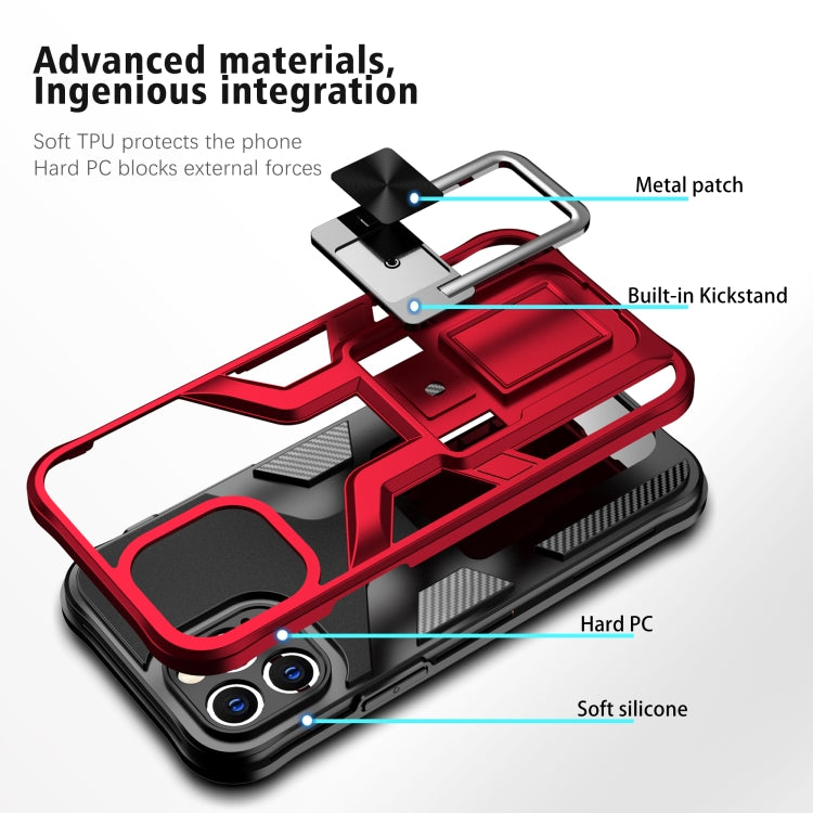 For iPhone 12 Pro Max Armor 2 in 1 PC + TPU Magnetic Shockproof Case with Foldable Holder