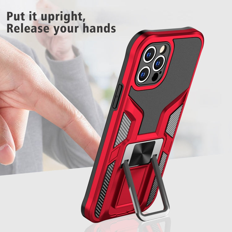 For iPhone 12 Pro Max Armor 2 in 1 PC + TPU Magnetic Shockproof Case with Foldable Holder