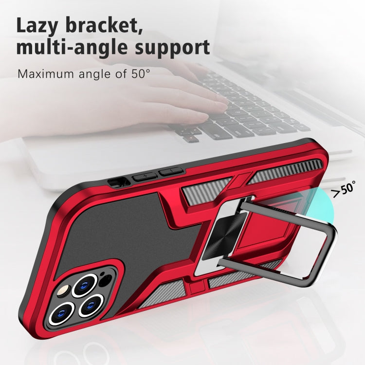 For iPhone 12 Pro Max Armor 2 in 1 PC + TPU Magnetic Shockproof Case with Foldable Holder
