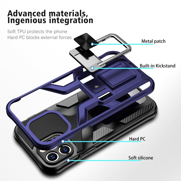 For iPhone 12 Pro Max Armor 2 in 1 PC + TPU Magnetic Shockproof Case with Foldable Holder