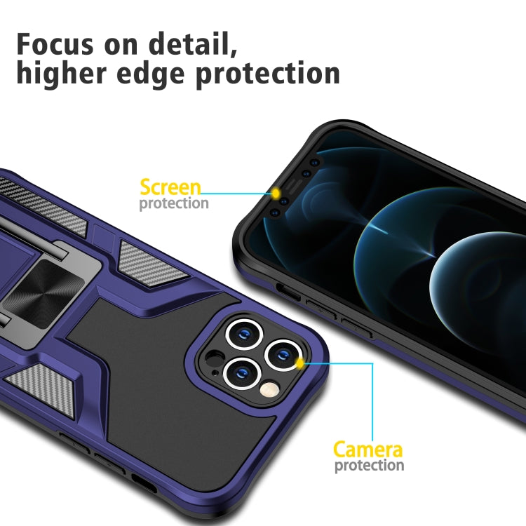 For iPhone 12 Pro Max Armor 2 in 1 PC + TPU Magnetic Shockproof Case with Foldable Holder