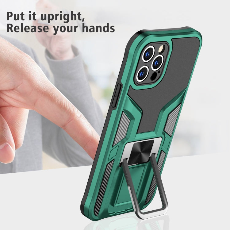 For iPhone 12 Pro Max Armor 2 in 1 PC + TPU Magnetic Shockproof Case with Foldable Holder