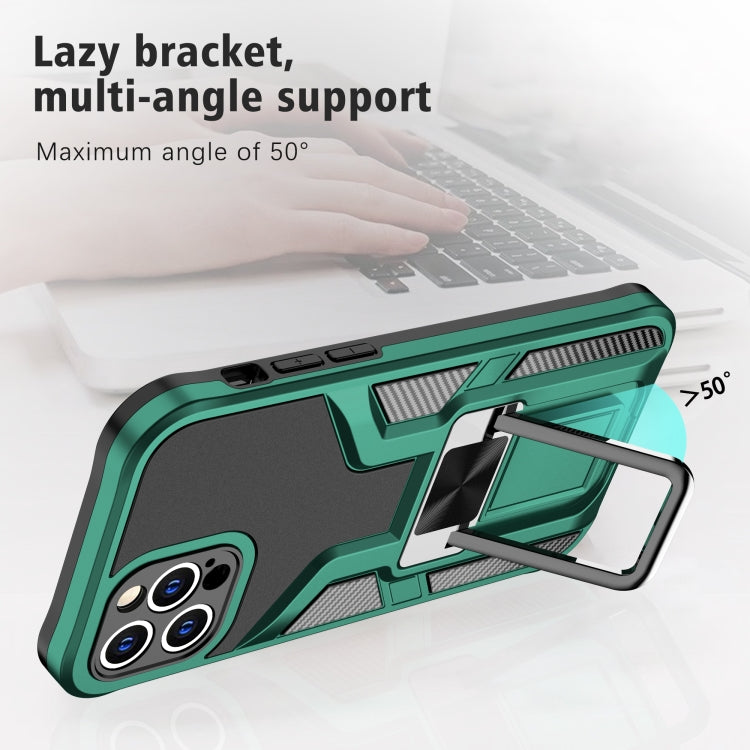 For iPhone 12 Pro Max Armor 2 in 1 PC + TPU Magnetic Shockproof Case with Foldable Holder