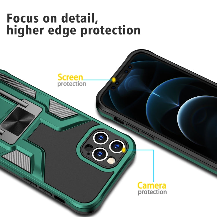 For iPhone 12 Pro Max Armor 2 in 1 PC + TPU Magnetic Shockproof Case with Foldable Holder