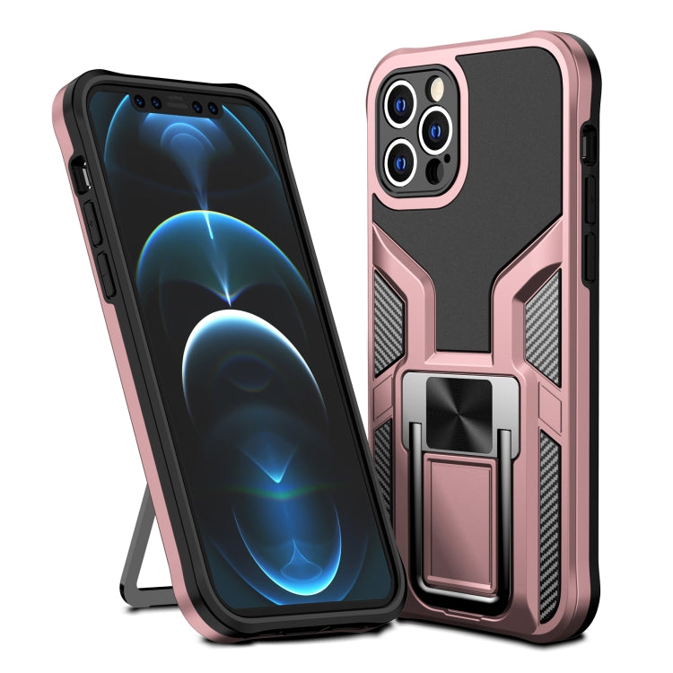 For iPhone 12 Pro Max Armor 2 in 1 PC + TPU Magnetic Shockproof Case with Foldable Holder