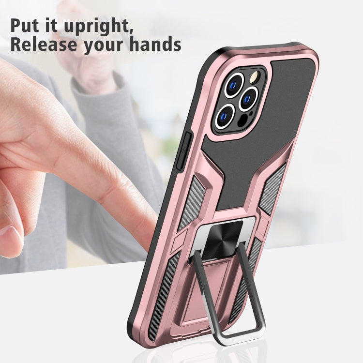 For iPhone 12 Pro Max Armor 2 in 1 PC + TPU Magnetic Shockproof Case with Foldable Holder