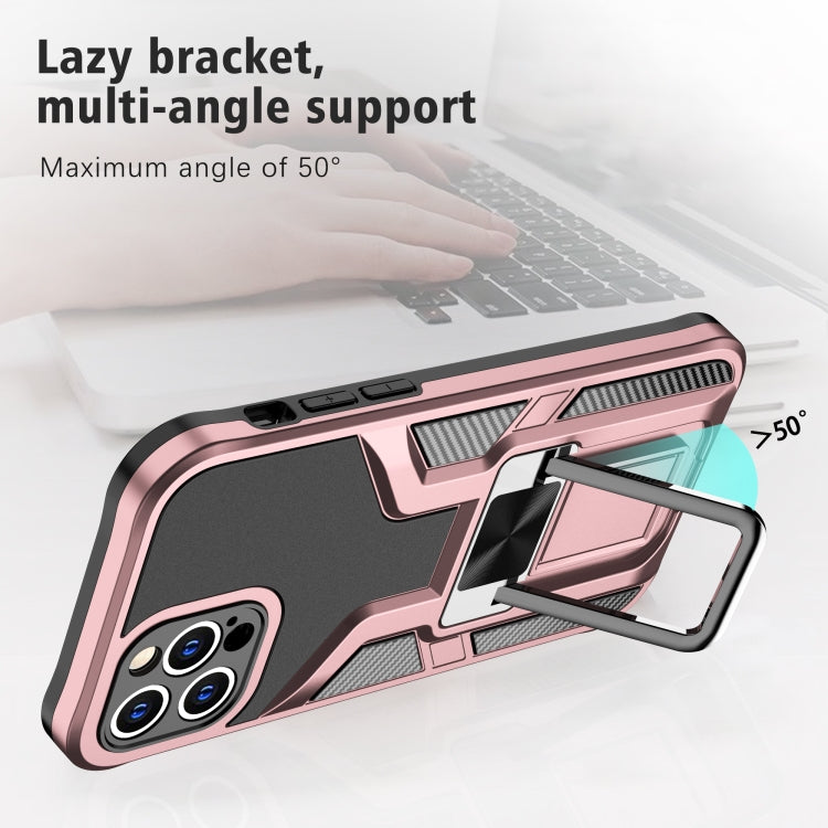 For iPhone 12 Pro Max Armor 2 in 1 PC + TPU Magnetic Shockproof Case with Foldable Holder