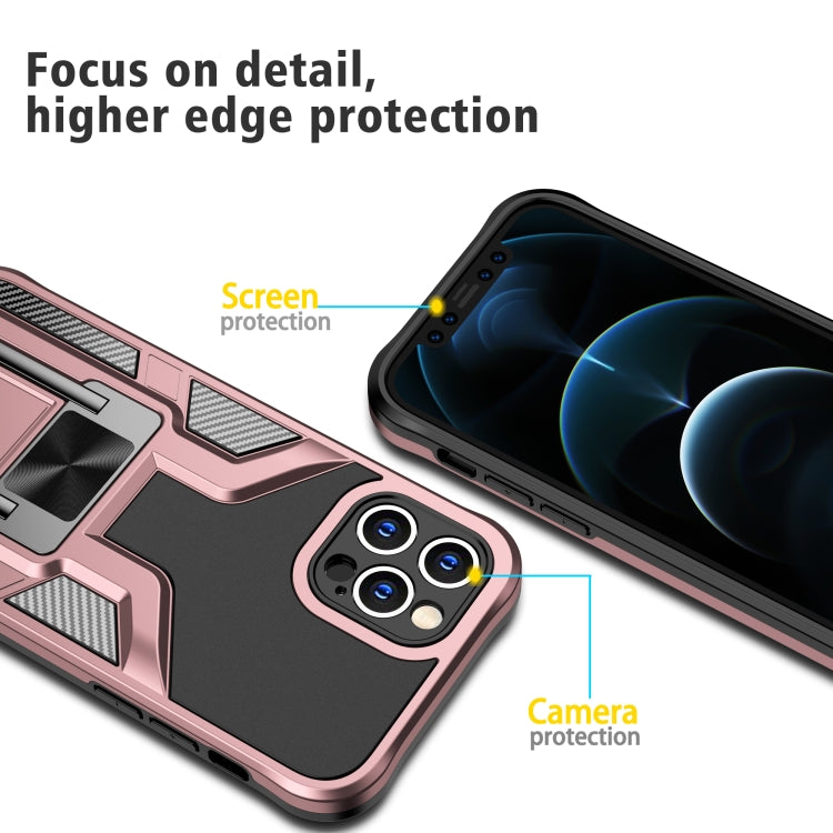 For iPhone 12 Pro Max Armor 2 in 1 PC + TPU Magnetic Shockproof Case with Foldable Holder