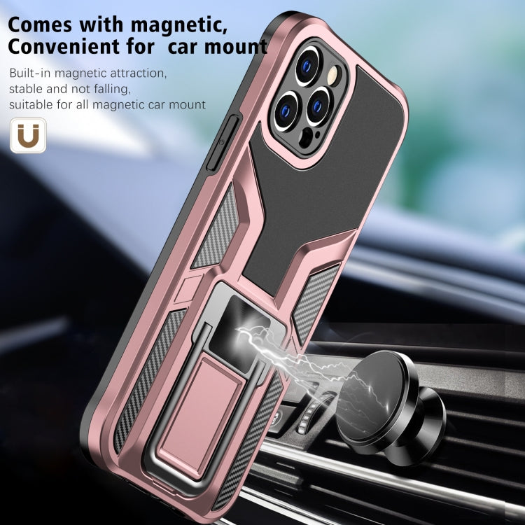 For iPhone 12 Pro Max Armor 2 in 1 PC + TPU Magnetic Shockproof Case with Foldable Holder