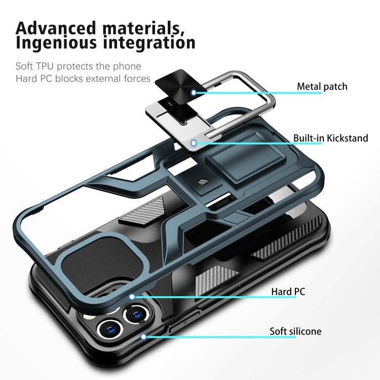 For iPhone 12 Pro Max Armor 2 in 1 PC + TPU Magnetic Shockproof Case with Foldable Holder