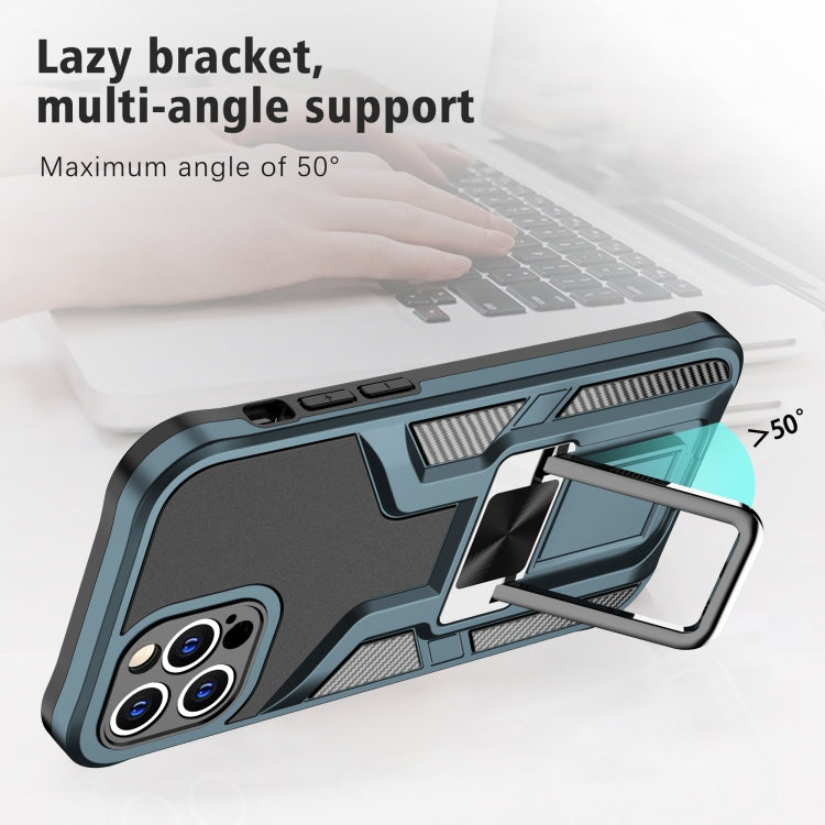 For iPhone 12 Pro Max Armor 2 in 1 PC + TPU Magnetic Shockproof Case with Foldable Holder