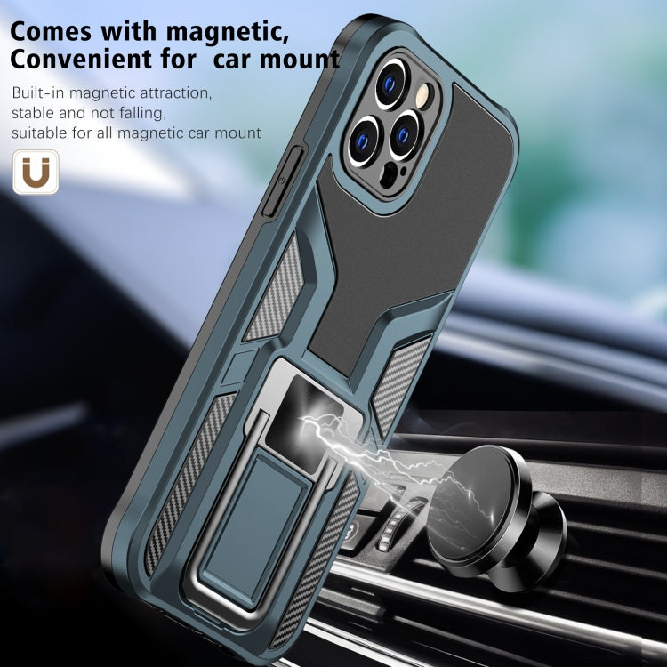 For iPhone 12 Pro Max Armor 2 in 1 PC + TPU Magnetic Shockproof Case with Foldable Holder