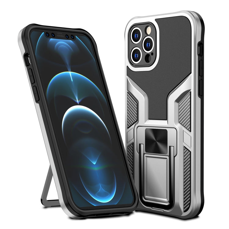 For iPhone 12 Pro Max Armor 2 in 1 PC + TPU Magnetic Shockproof Case with Foldable Holder