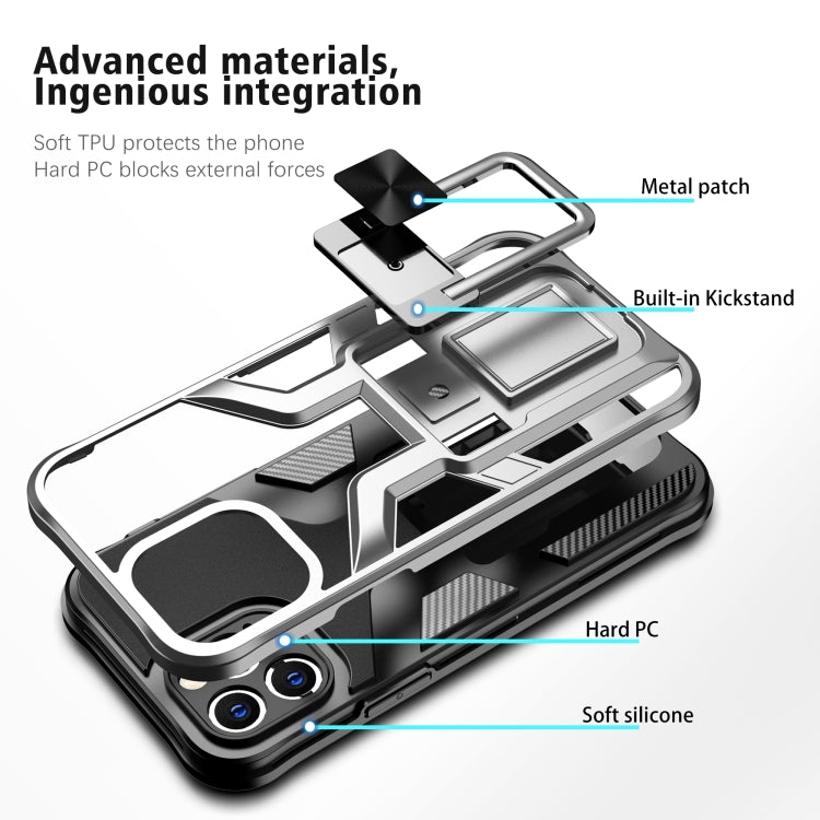 For iPhone 12 Pro Max Armor 2 in 1 PC + TPU Magnetic Shockproof Case with Foldable Holder