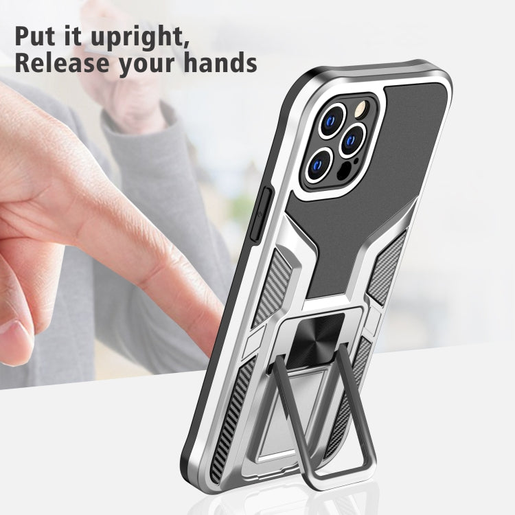 For iPhone 12 Pro Max Armor 2 in 1 PC + TPU Magnetic Shockproof Case with Foldable Holder