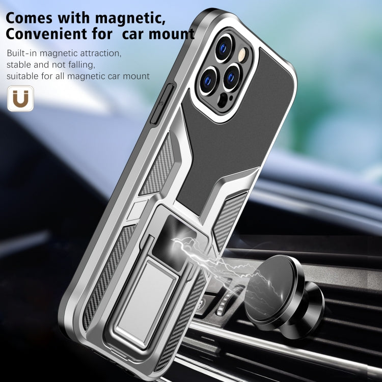 For iPhone 12 Pro Max Armor 2 in 1 PC + TPU Magnetic Shockproof Case with Foldable Holder