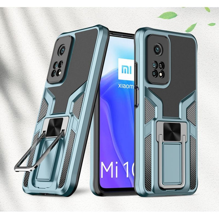 For Xiaomi Mi 10T Pro 5G Armor 2 in 1 PC + TPU Magnetic Shockproof Case with Foldable Holder