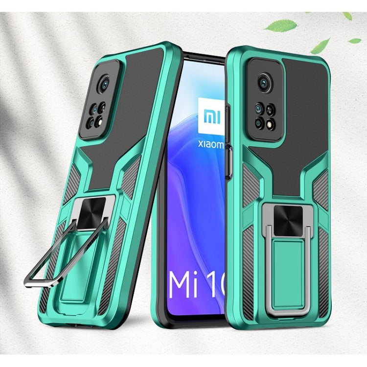 For Xiaomi Mi 10T Pro 5G Armor 2 in 1 PC + TPU Magnetic Shockproof Case with Foldable Holder