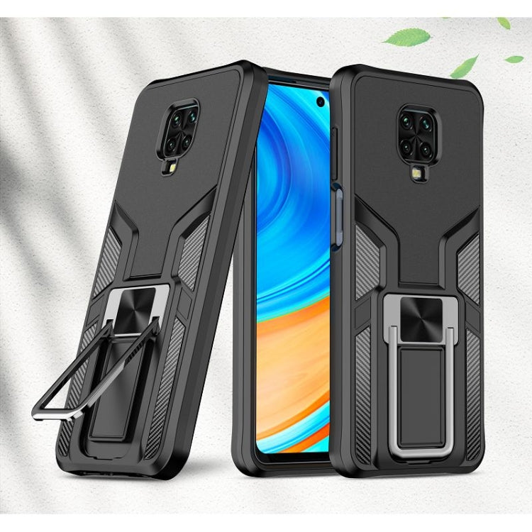 For Xiaomi Redmi Note 9 Pro Armor 2 in 1 PC + TPU Magnetic Shockproof Case with Foldable Holder