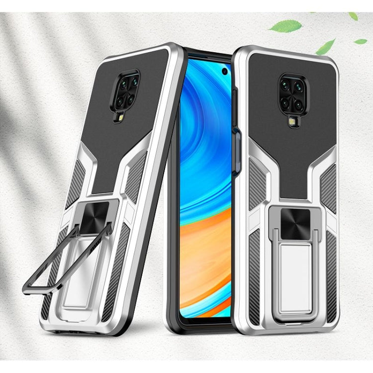 For Xiaomi Redmi Note 9 Pro Armor 2 in 1 PC + TPU Magnetic Shockproof Case with Foldable Holder