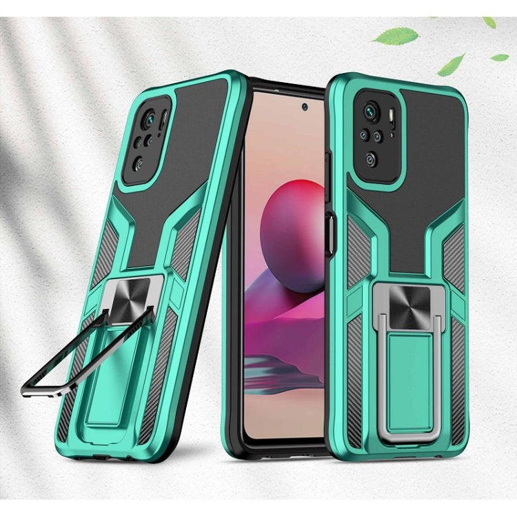 For Xiaomi Redmi Note 10 Armor 2 in 1 PC + TPU Magnetic Shockproof Case with Foldable Holder