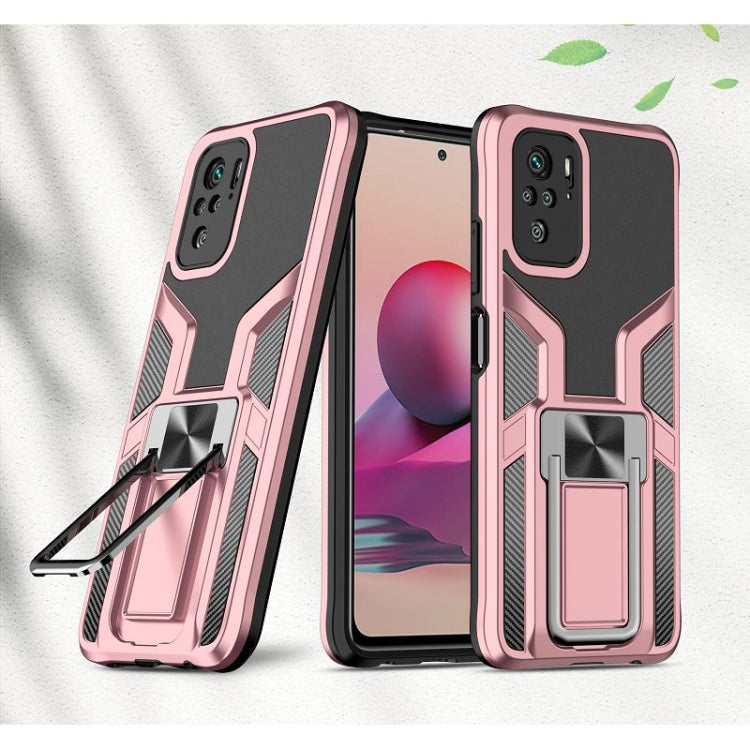 For Xiaomi Redmi Note 10 Armor 2 in 1 PC + TPU Magnetic Shockproof Case with Foldable Holder