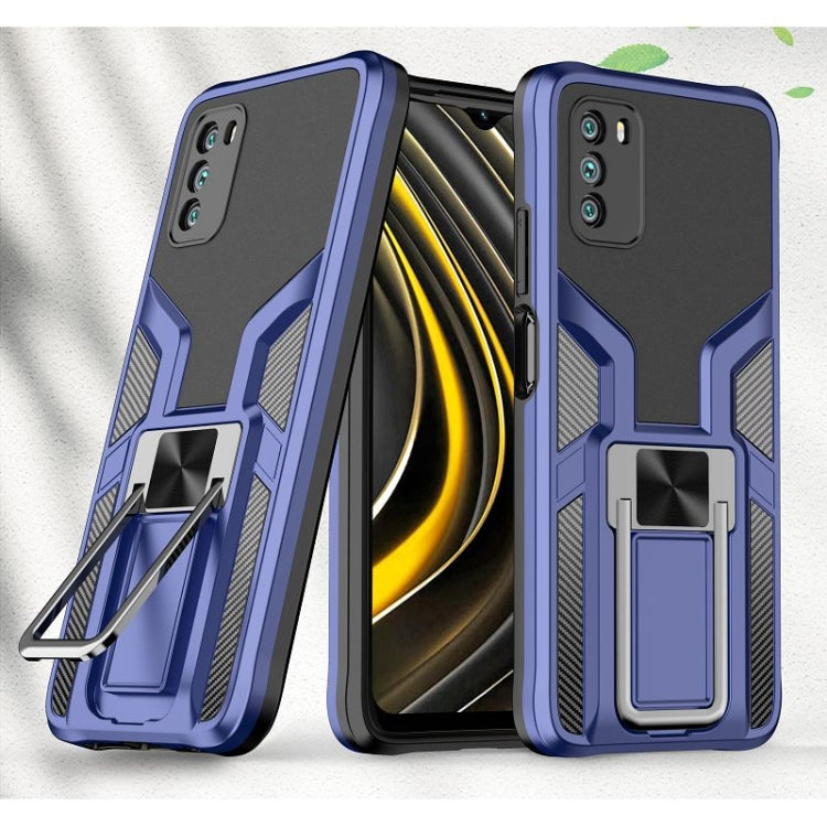 For Xiaomi Poco M3 Armor 2 in 1 PC + TPU Magnetic Shockproof Case with Foldable Holder