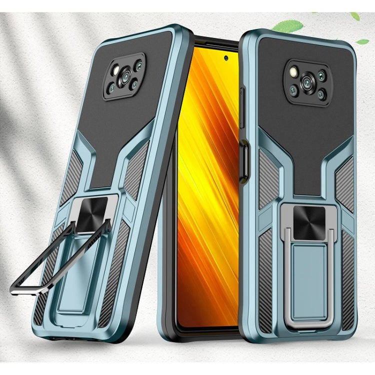 For Xiaomi Poco X3 NFC Armor 2 in 1 PC + TPU Magnetic Shockproof Case with Foldable Holder