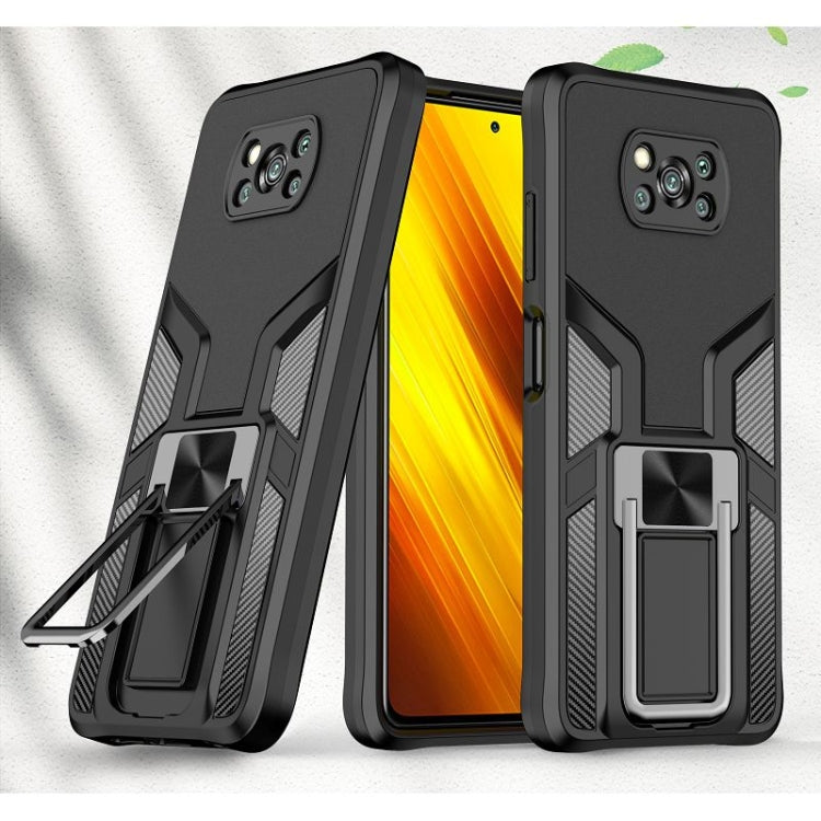 For Xiaomi Poco X3 NFC Armor 2 in 1 PC + TPU Magnetic Shockproof Case with Foldable Holder