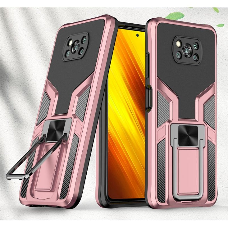 For Xiaomi Poco X3 NFC Armor 2 in 1 PC + TPU Magnetic Shockproof Case with Foldable Holder