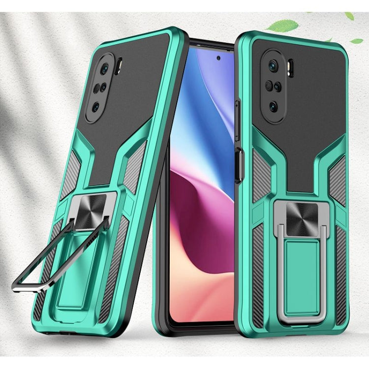 For Xiaomi Redmi K40 / K40 Pro Armor 2 in 1 PC + TPU Magnetic Shockproof Case with Foldable Holder