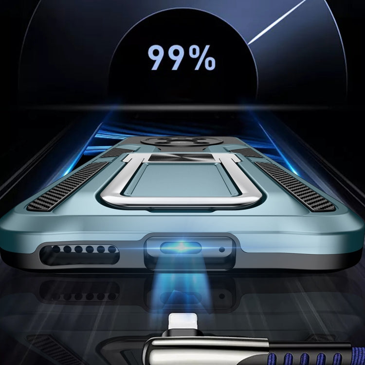 For Xiaomi Redmi K40 / K40 Pro Armor 2 in 1 PC + TPU Magnetic Shockproof Case with Foldable Holder