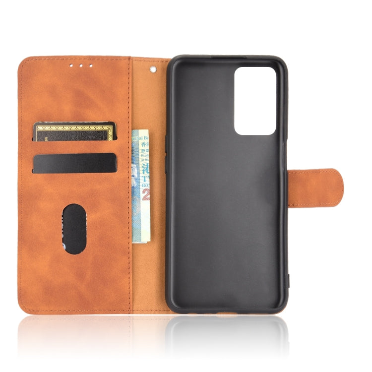 For OPPO A55 5G Solid Color Skin Feel Magnetic Buckle Horizontal Flip Calf Texture PU Leather Case with Holder & Card Slots & Wallet
