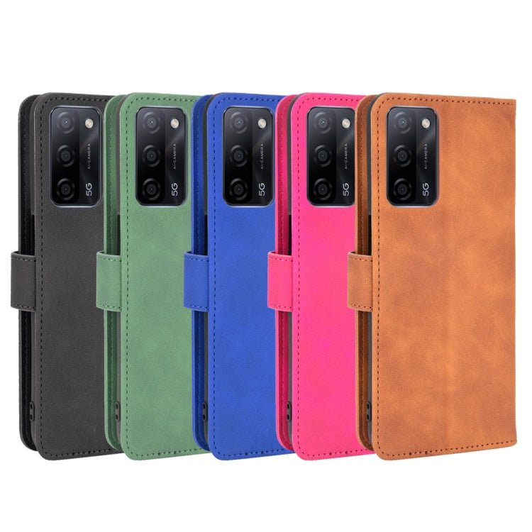 For OPPO A55 5G Solid Color Skin Feel Magnetic Buckle Horizontal Flip Calf Texture PU Leather Case with Holder & Card Slots & Wallet