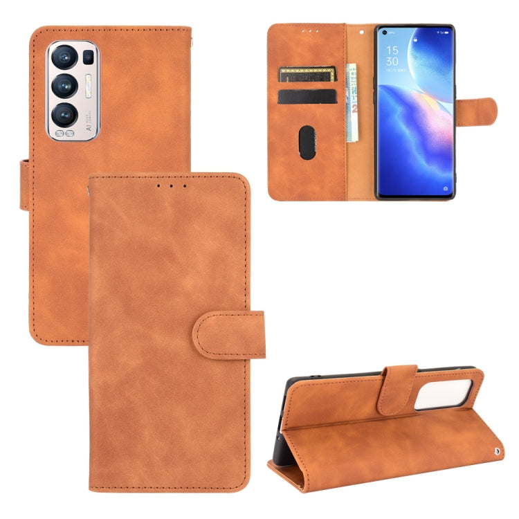 For OPPO Find X3 Neo Solid Color Skin Feel Magnetic Buckle Horizontal Flip Calf Texture PU Leather Case with Holder & Card Slots & Wallet