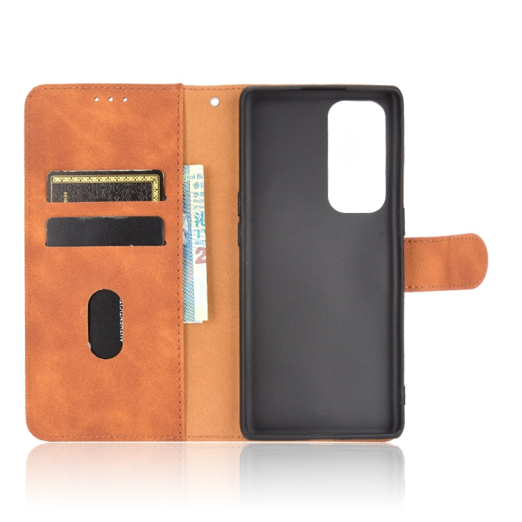 For OPPO Find X3 Neo Solid Color Skin Feel Magnetic Buckle Horizontal Flip Calf Texture PU Leather Case with Holder & Card Slots & Wallet