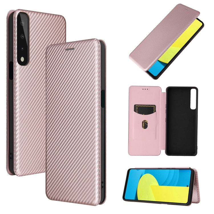 For LG Stylo 7 Carbon Fiber Texture Horizontal Flip TPU + PC + PU Leather Case with Card Slot